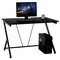 Black Metal and MDF Computer Desk with Storage Shelves and Holder